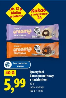 Baton proteinowy z nadzieniem, różne rodzaje Sportyfeel promocja w Lidl