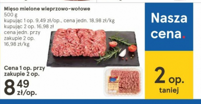 Mięso mielone wieporzowo-wołowe Tesco promocja
