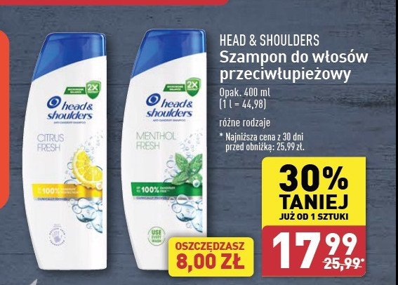 Szampon do włosów mentol 2w1 Head&shoulders promocja