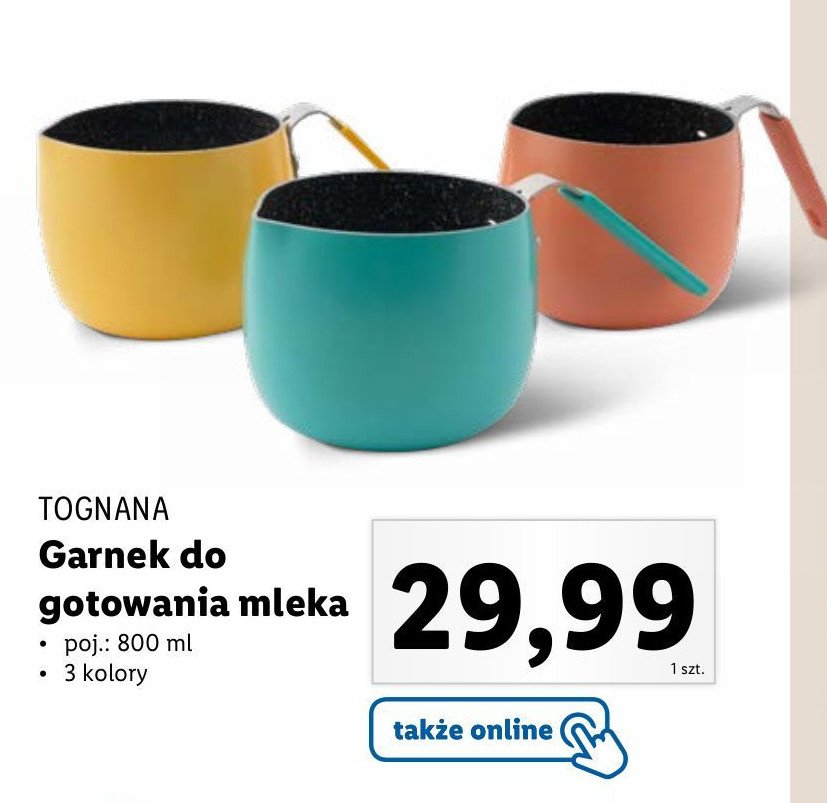 Garnek do gotowania mleka 800 ml Tognana promocja