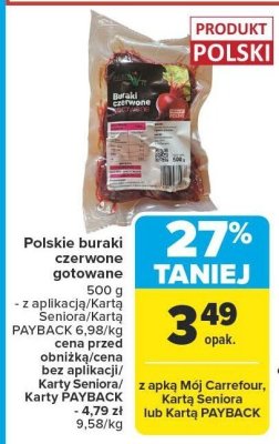 Buraki czerwone gotowane polskie promocja w Carrefour Market