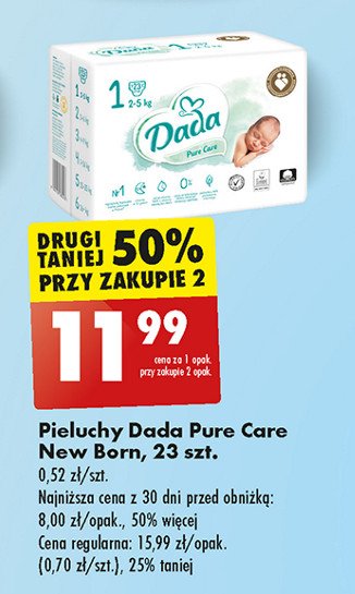 Pieluchy 1 newborn Dada pure care promocja