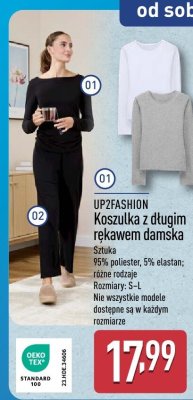 Koszulka z długim rękawem damska UP2FASHION Sztuka 95% poliester, 5% elastan; różne rodzaje Rozmiary: S-L promocja w Aldi
