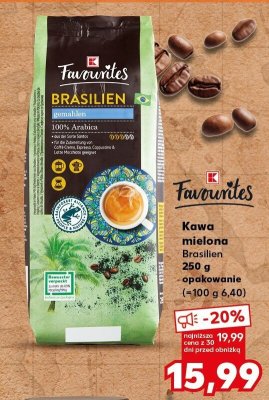 Kawa mielona Brasillen K-Favourites 250 g promocja w Kaufland