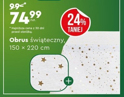 Obrus świąteczny, 150 × 220 cm - gwiazdki promocja w Biedronka