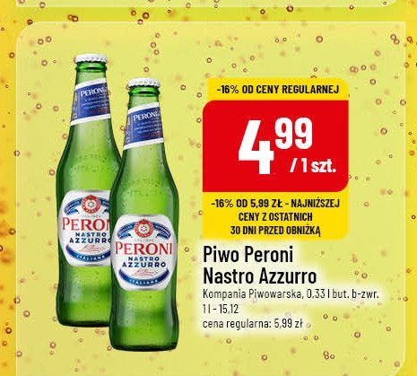 Piwo Peroni nastro azzurro 0.0% promocja