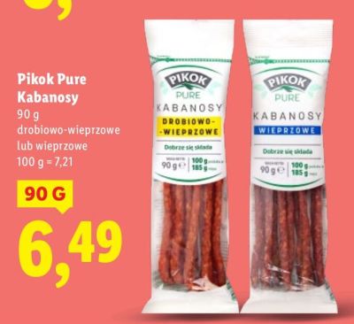 Kabanosy Pikok Pure drobiowo-wieprzowe lub wieprzowe promocja w Lidl