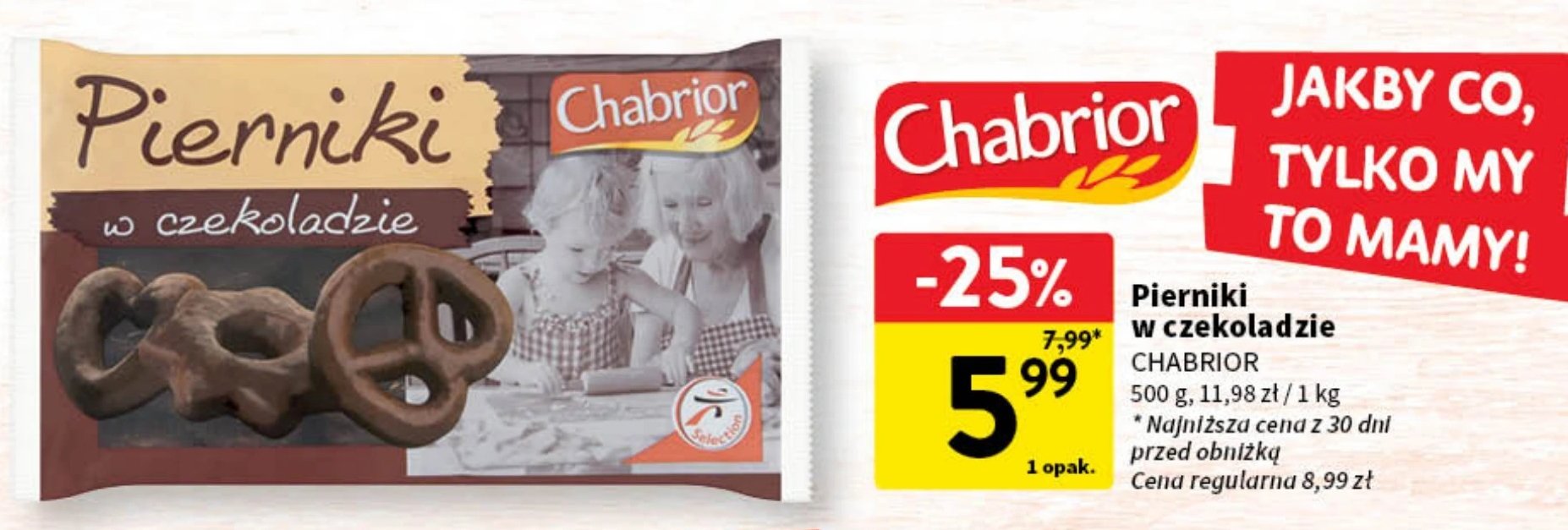 Pierniki w czekoladzie Chabrior promocja w Intermarche