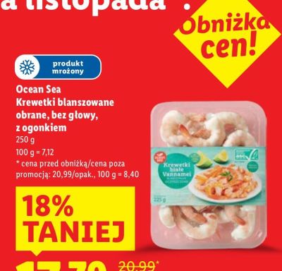 Krewetki blanszowane obrane, bez głowy, z ogonkiem promocja w Lidl