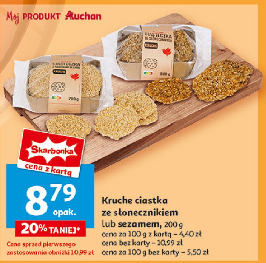 Ciastka ze słonecznikiem Auchan różnorodne (logo czerwone) promocja