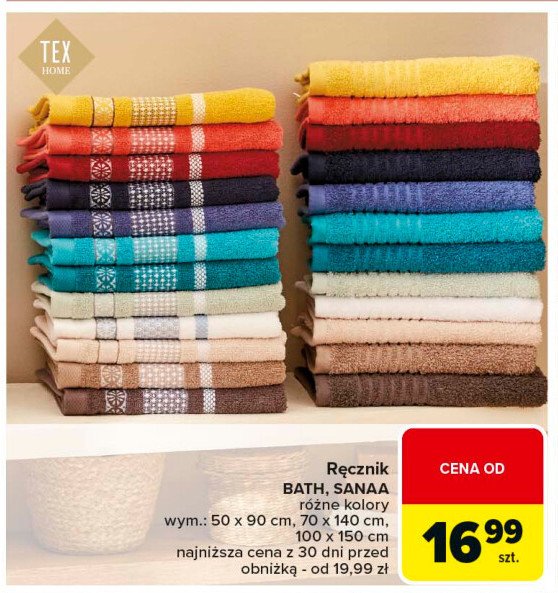 Ręcznik sanaa 70 x 140 cm Tex promocja w Carrefour