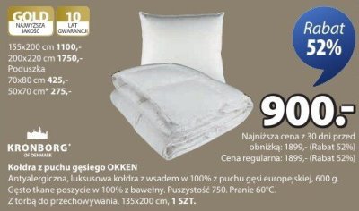Kołdra z puchu gęsiego OKKEN promocja w Jysk
