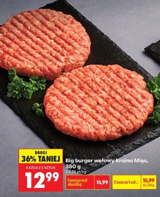 Big burger wołowy Kraina Mięs, 380 g promocja w Biedronka