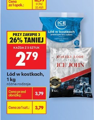 Lód w kostkach Ice John, 1 kg promocja w Biedronka