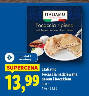 Pizza Italiamo Focaccia nadziewana serem i boczkiem 360 g promocja w Lidl