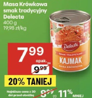 Masa Krówkowa smak tradycyjny Delecta 400g promocja w Delikatesy Centrum
