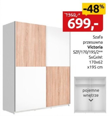 Szafa przesuwna Victoria SZf/170/195/2** promocja w Black Red White
