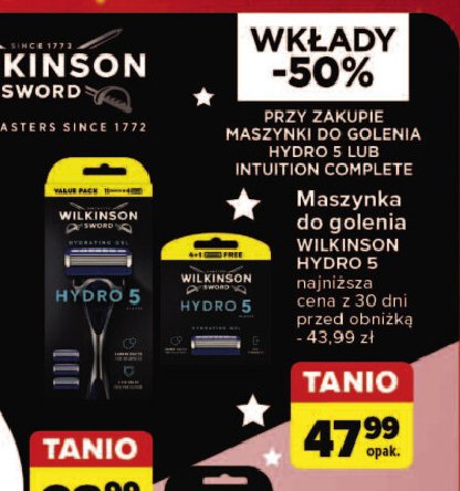 Maszynka do golenia +  3 wkłady Wilkinson hydro 5 promocja