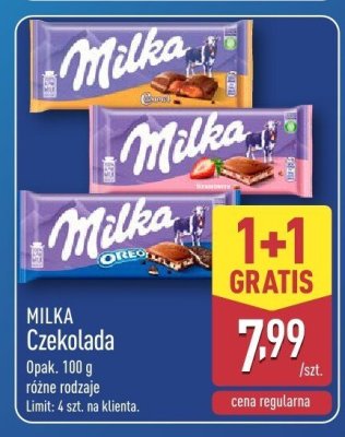 Czekolada Milka 1+1 gratis promocja w Aldi