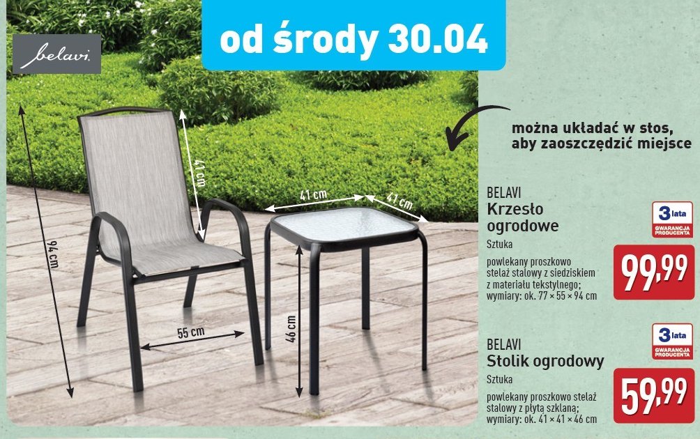Stolik ogrodowy 41 x 41 x 46 cm BELAVI promocja