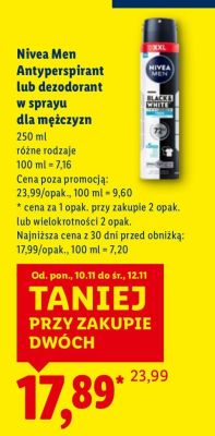 Dezodorant Nivea Men Antyperspirant lub dezodorant w sprayu dla mężczyzn promocja w Lidl