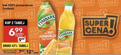 Sok 100% pomarańcza Tymbark 1l promocja w Delikatesy Centrum
