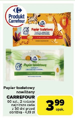 Papier toaletowy nawilżany rumianek Carrefour promocja