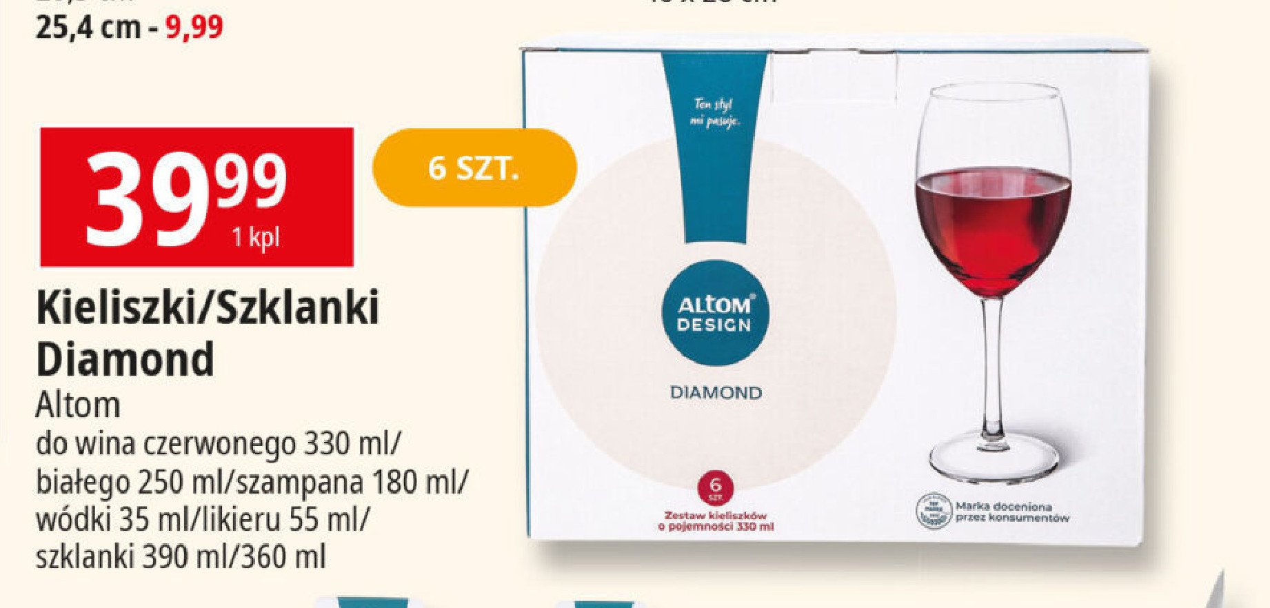 Kieliszek diamond 250 ml Altom design promocja