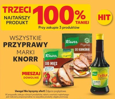 Wszystkie przyprawy Knorr trzeci -100% taniej promocja w Kaufland