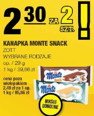 Kanapka Monte Snack Zott promocja w SPAR