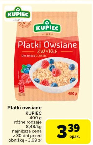 Płatki owsiane zwykłe Kupiec promocja w Carrefour Market