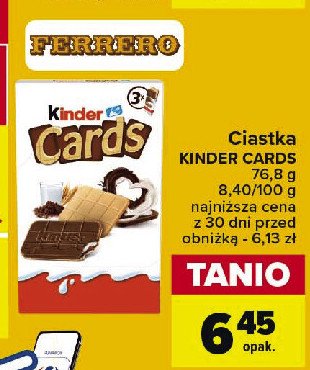 Herbatniki czekoladowe Kinder cards promocja w Carrefour Market