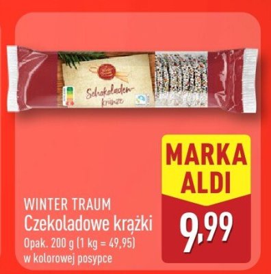 Czekoladowe krążki WINTER TRAUM w kolorowej posypce promocja w Aldi