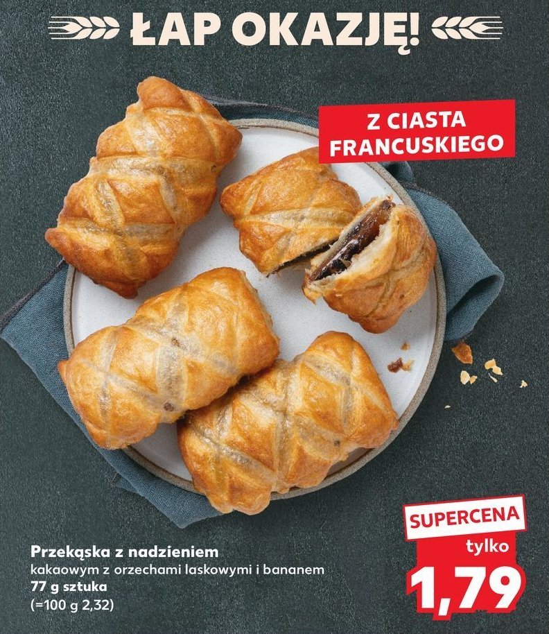 Przekąska z nadzieniem kakaowym z orzechami i bananem promocja w Kaufland