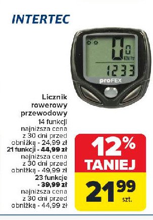 Licznik rowerowy 14 funkcji Intertec promocja w Carrefour