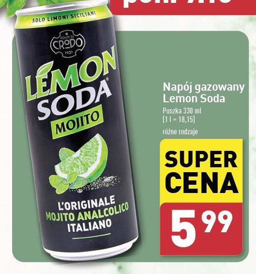 Napój Lemon soda mojito promocja w Aldi