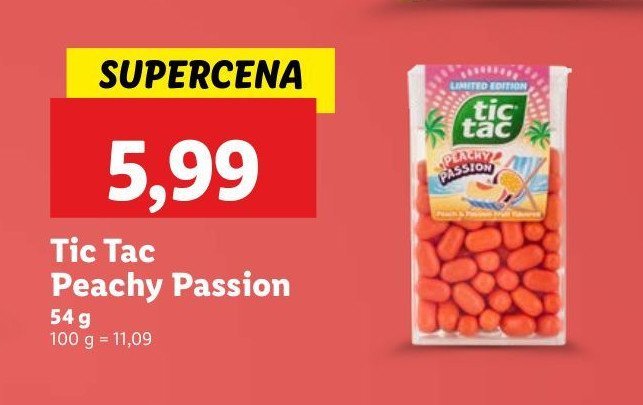 Cukierki peachy passion Tic tac promocja w Lidl
