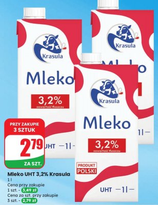 Mleko UHT 3,2% Krasula promocja w Dino