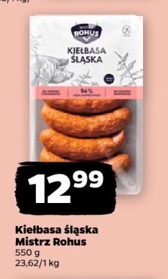 Kiełbasa śląska Mistrz Rohus 550 g, 23,62 zł/kg promocja w Netto