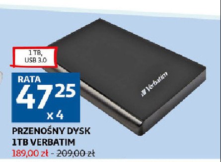 Dysk zewn臋trzny 3.0" 1 tb Verbatim promocja