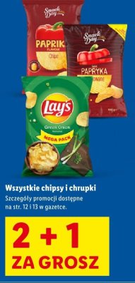 Wszystkie chipsy i chrupki 2+1 za grosz promocja w Lidl