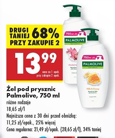 Kremowy żel milk & orchid Palmolive naturals promocja w Biedronka