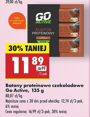 Baton wysokobiałkowy czekoladowy Go active promocja w Biedronka