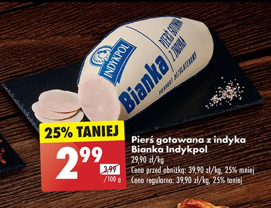 Pierś z indyka gotowana bianka Indykpol promocja w Biedronka