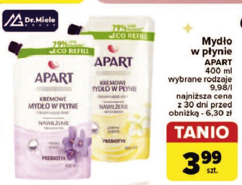 Mydło w płynie jaśmin + prebiotyk (zapas) Apart creamy care Apart natural promocja