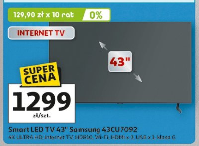 Smart LED TV 43" Samsung 43CU7092 promocja w Auchan
