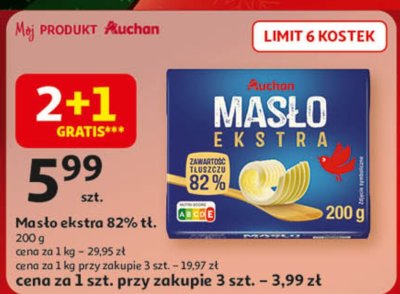 Masło ekstra 82% tł. Auchan promocja w Auchan