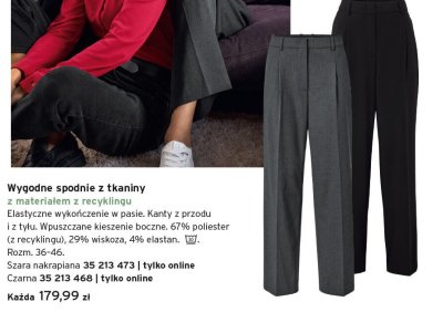 Wygodne spodnie z tkaniny z materiałem z recyklingu czarna promocja w Tchibo