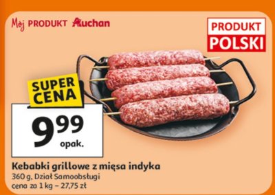 Kebabki grillowe z mięsa indyka promocja w Auchan