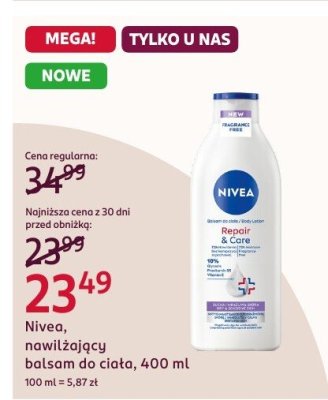 Balsam do ciała Nivea 400 ml promocja w Rossmann